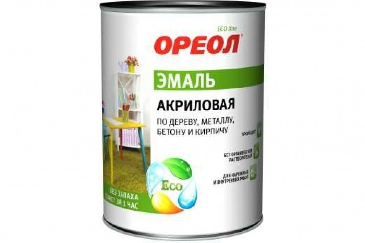 Ореол Эмаль акрил.универсал.матовая белая 0.9кг