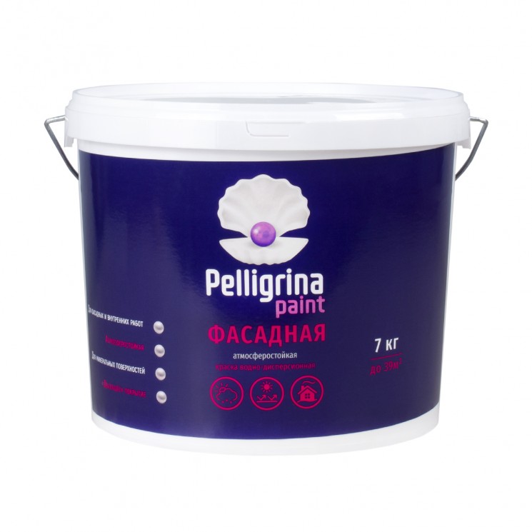 Краска акрил. фасадная белоснежная PELLIGRINA PAINT 7кг