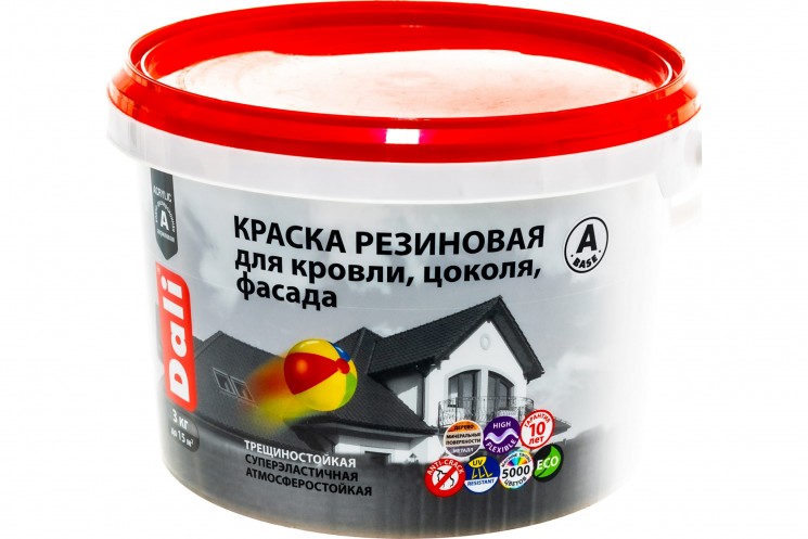 Краска резиновая для кровли, цоколя, фасада DALI База А 3кг Рогнеда