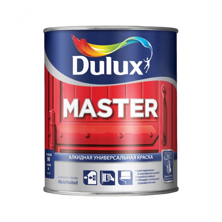 Краска алкидная база глянцевая  BW универсальная, Dulux Master, 1л