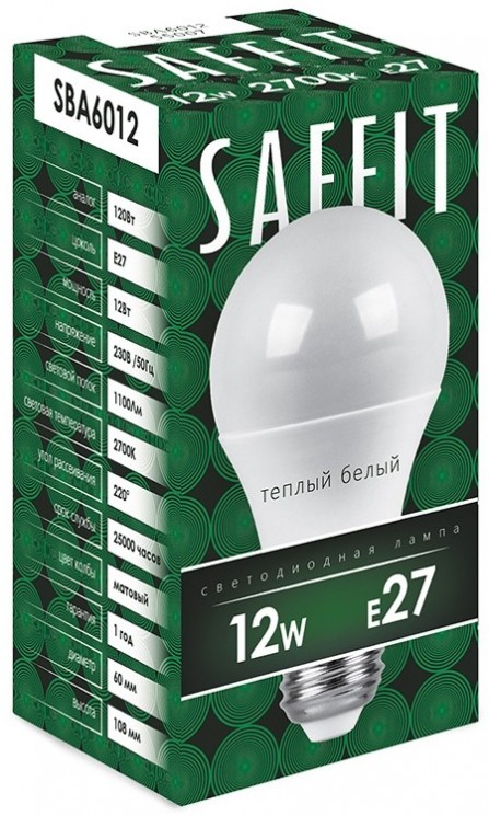 Лампа светодиодная Saffit SBA6012 A60 12W 2700K E27