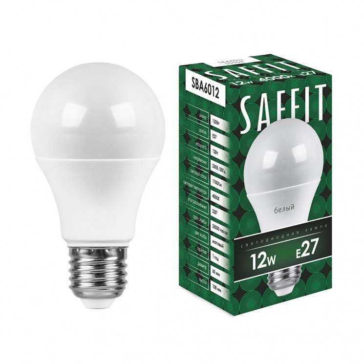 Лампа светодиодная Saffit SBA6012 A60 12W 4000K E27