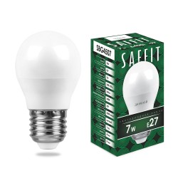 Лампа светодиодная Saffit SBG4507 7W 6400K E27 G45 шар