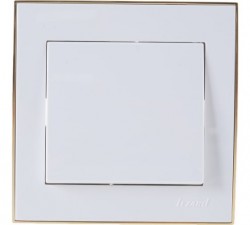 Выключатель 1-ый бел. с золотой вст LEZARD 703-0226-100