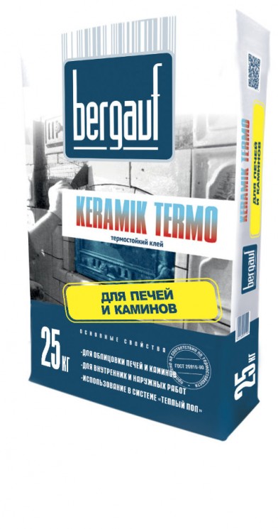 Клей Бергауф Keramik Termo для облицовки печей и каминов 25кг*1