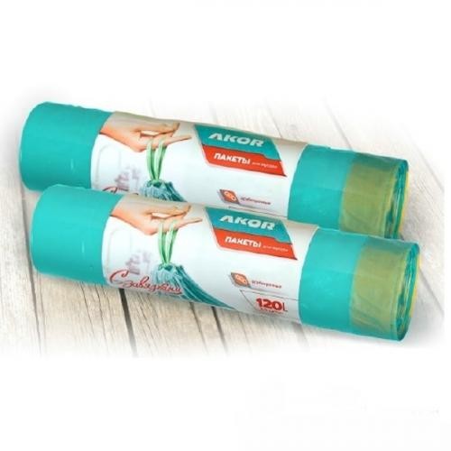 Мусорные пакеты ПНД с завязками 60л, К15 рулон, 202-060