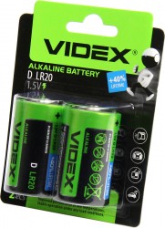Батарейка алкалиновая VIDEX 1,5 V D/LR20 2шт
