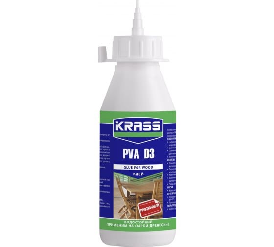 Клей KRASS водостойкий PVA D3 для древесины 0,2л