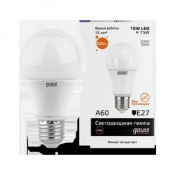 Лампа Gauss LED А60 10W E27 2700К 23210