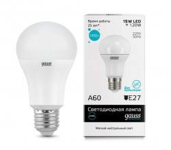 Лампа Gauss LED А60 15W E27 4100К 23225