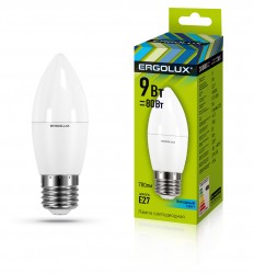 Лампа Ergolux 9W LED-C35-9W-E27-4K(172-265B)