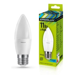 Лампа Ergolux 11W LED-C35-11W-E27-6K(180-240B)