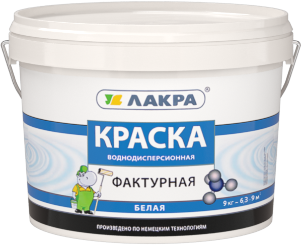 Краска акриловая фактурная  Лакра 9кг белый