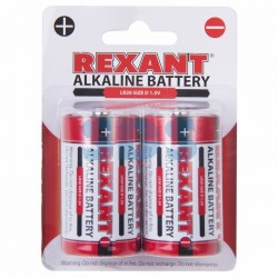 Батарейка алкалиновая "REXANT" 1,5 V D/LR20 2шт 30-1020