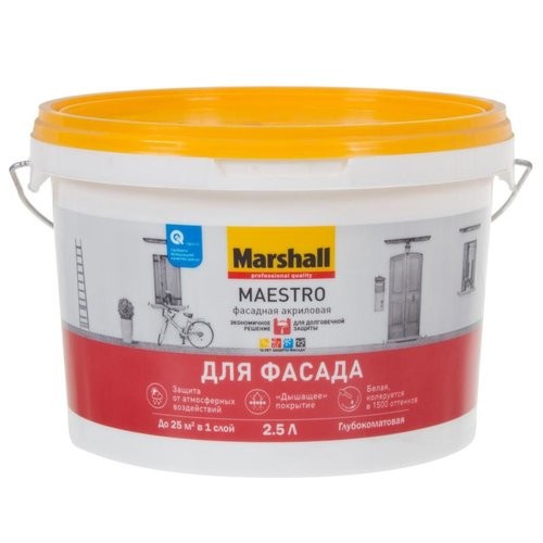 Краска фасадная акриловая база глубокоматовая  ВW Marshall Maestro, 2,5л