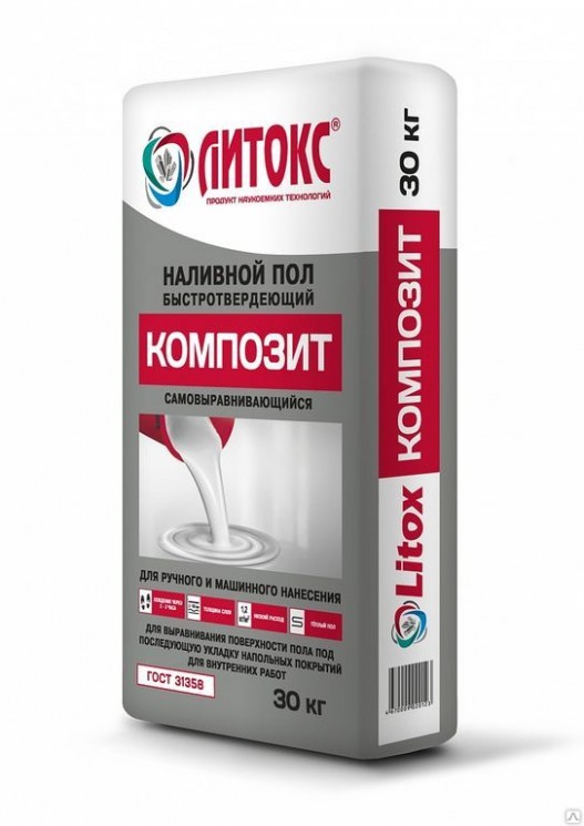 Наливной пол быстротверд. Литокс КОМПОЗИТ 30кг (45шт)