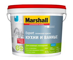 Краска для кухни и ванной  для стен и потолков матовая пов. влагост. Marshall база BC 4,5л
