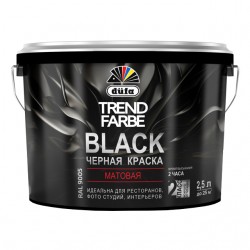 Краска для стен и потолков водно-дисперсионная Dufa Trend Farde Black мат. черная 2,5 л