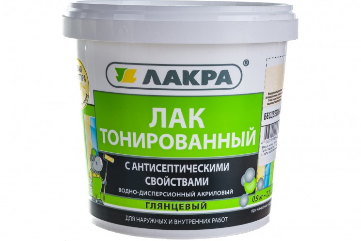 Лак в/д тонированный Лакра безцвет. 0,9кг