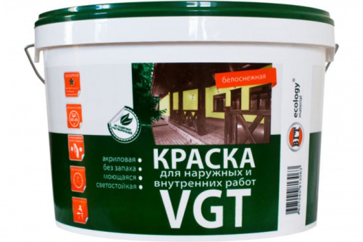 Краска ВД-АК-1180 для нар.и внутр. работ моющ.белоснежная 15 кг.