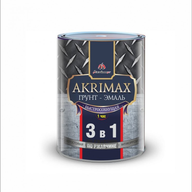 Грунт-эмаль 3 в 1 быстосохнущая мат. AKRIMAX-PREMIUM белая 0,8кг
