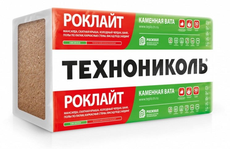 Утеплитель Технониколь РОКЛАЙТ 1200х600х50 ( 5,76 м2  0,288м3), 24 шт, пл. 30-40
